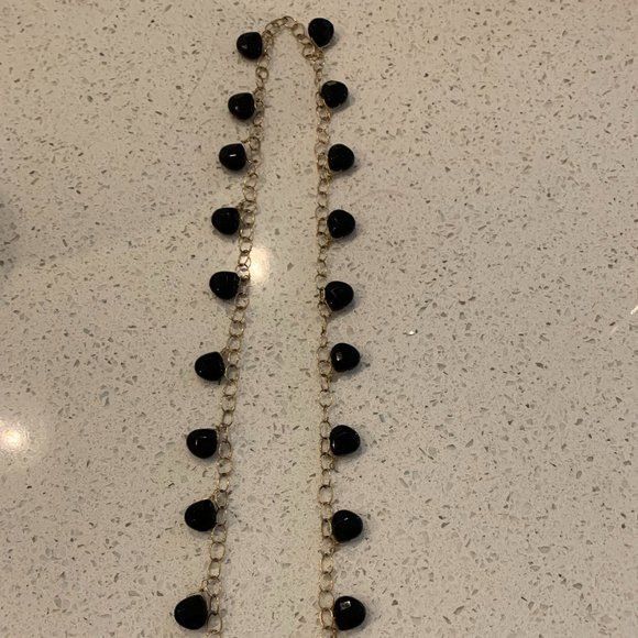 Yellow Gold and Onyx Necklace - Picture 1 of 4